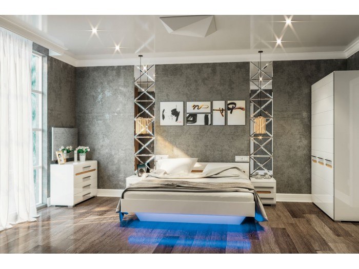 Спален комплект БИАНКО (дъб сонома/бял гланц)